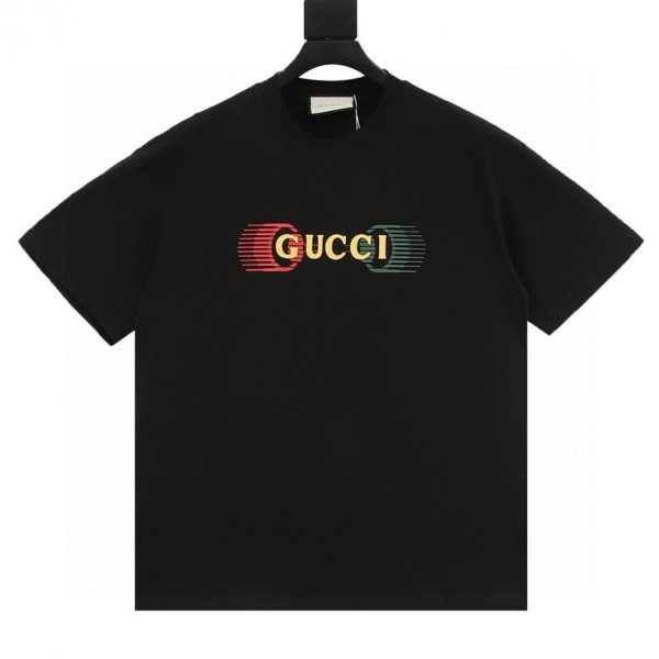 designer,replica,clothing,fake,1:1,lv,luxury,high quality GUCCI Neon G Print Short-Sleeve T-Shirt in Black and White (712B)