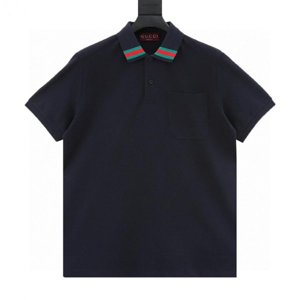 designer,replica,clothing,fake,1:1,lv,luxury,high quality GUCCI color-blocked short-sleeved polo shirt with contrasting collar (9E48)