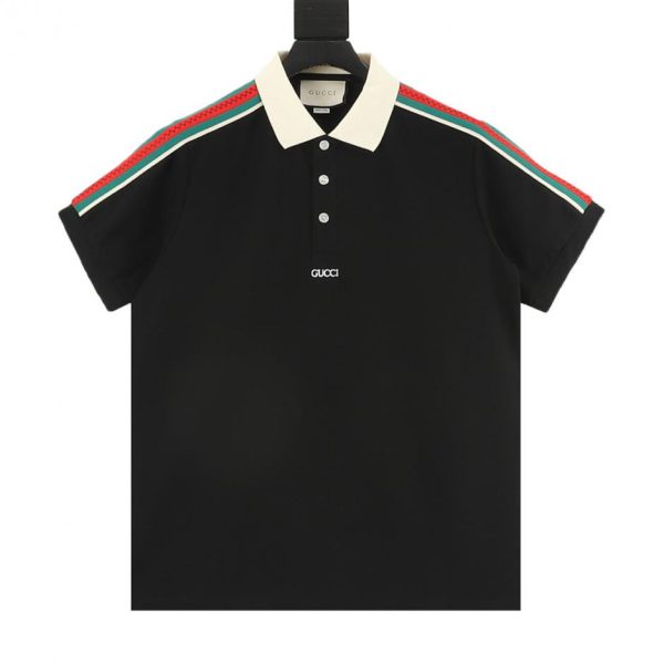 designer,replica,clothing,fake,1:1,lv,luxury,high quality GUCCI Red and Green Ribbon Polo Short-Sleeve T-Shirt (7785)