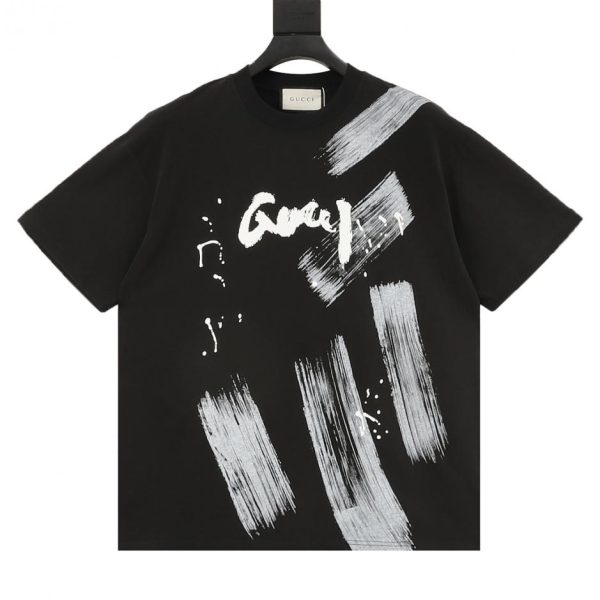 designer,replica,clothing,fake,1:1,lv,luxury,high quality GUCCI Ink Brush Graffiti Letter Short-Sleeve T-Shirt (280A)