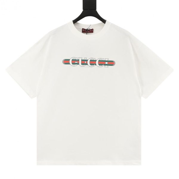 designer,replica,clothing,fake,1:1,lv,luxury,high quality GUCCI Red and Green Belt Print Short-Sleeve T-Shirt (0D03)