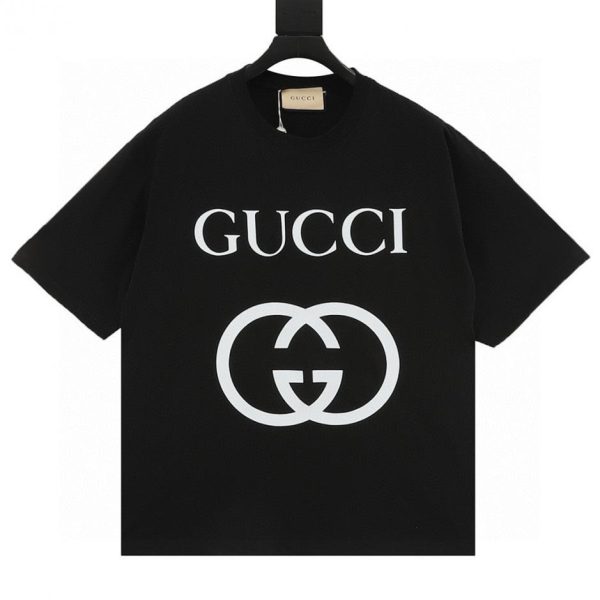designer,replica,clothing,fake,1:1,lv,luxury,high quality GUCCI Classic Double G Interlocking Print Short-Sleeve T-Shirt (5BDB)