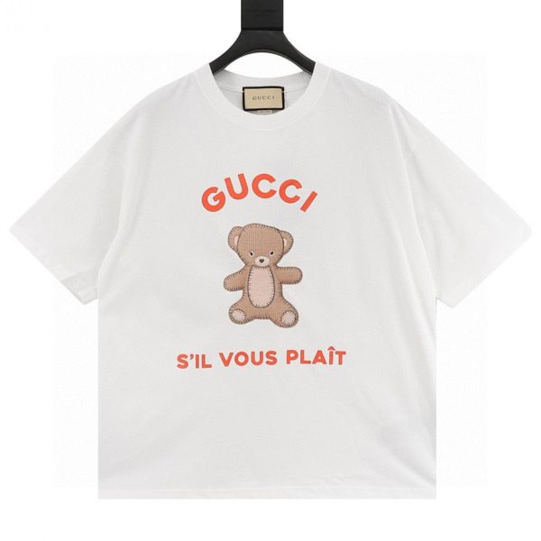 designer,replica,clothing,fake,1:1,lv,luxury,high quality GUCCI Bear Embroidered Patchwork Short-Sleeve T-Shirt (BAD2)