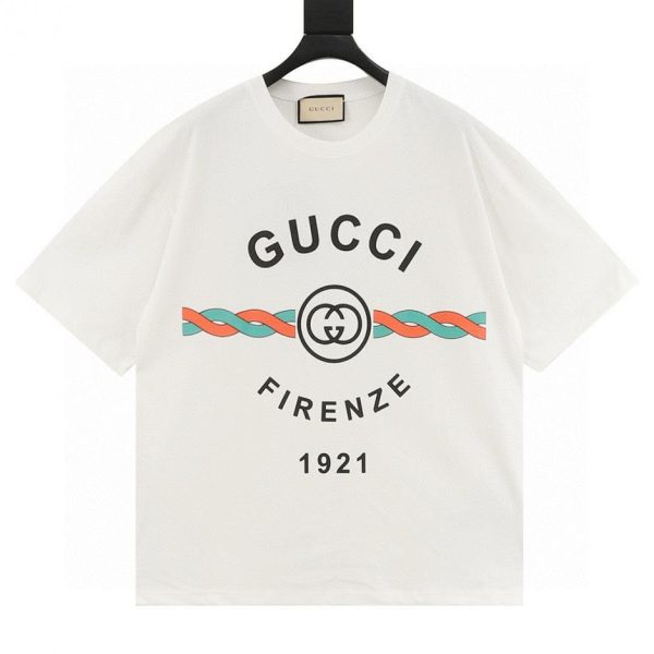 designer,replica,clothing,fake,1:1,lv,luxury,high quality GUCCI cable knit logo print short-sleeved T-shirt (2C66)
