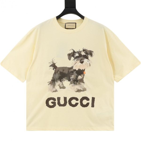 designer,replica,clothing,fake,1:1,lv,luxury,high quality GUCCI New Cartoon Puppy Print Short-Sleeve T-Shirt (D108)
