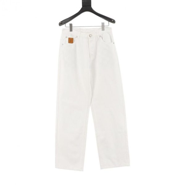 designer,replica,clothing,fake,1:1,lv,luxury,high quality LOUIS VUITTON White Jeans with Embroidered Pockets (B9CF)