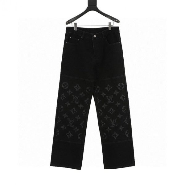 designer,replica,clothing,fake,1:1,lv,luxury,high quality LOUIS VUITTON distressed jeans with floral wash (58F5)