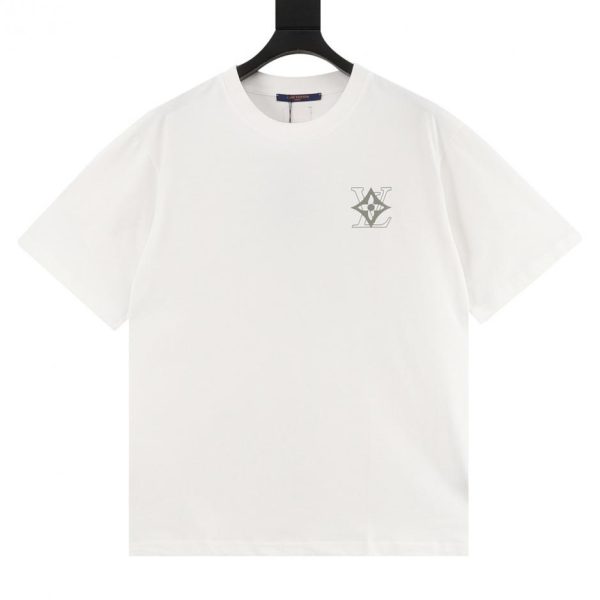 designer,replica,clothing,fake,1:1,lv,luxury,high quality LOUIS VUITTON four-leaf clover signature logo foam print short-sleeved T-shirt (Fendi 53)