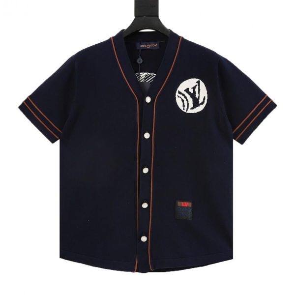 designer,replica,clothing,fake,1:1,lv,luxury,high quality LOUIS VUITTON Nigo Collaboration Embroidered Pattern Knit Sweater Short Sleeve (D19A)