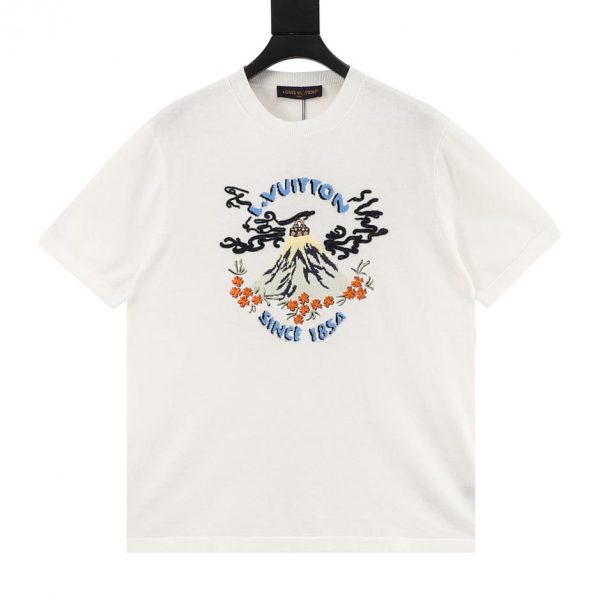 designer,replica,clothing,fake,1:1,lv,luxury,high quality LOUIS VUITTON x Nigo Collaboration 2020 New Arrival: Letter Intarsia and Embroidered Pattern Knit Short-Sleeve T-Shirt (654C)