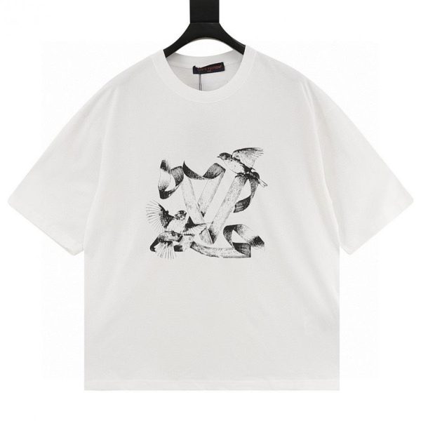 designer,replica,clothing,fake,1:1,lv,luxury,high quality LOUIS VUITTON 23FW White Dove Print Short-Sleeve T-Shirt (D3E5)