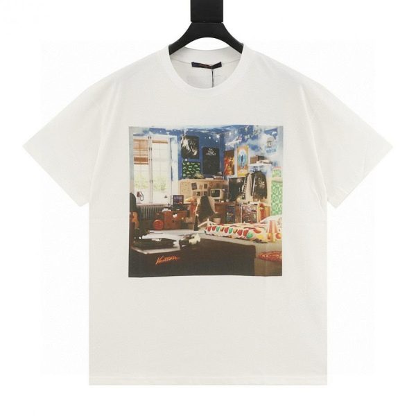 designer,replica,clothing,fake,1:1,lv,luxury,high quality LOUIS VUITTON 24ss Oil Painting Graffiti Print Short-Sleeve T-Shirt (D81F)