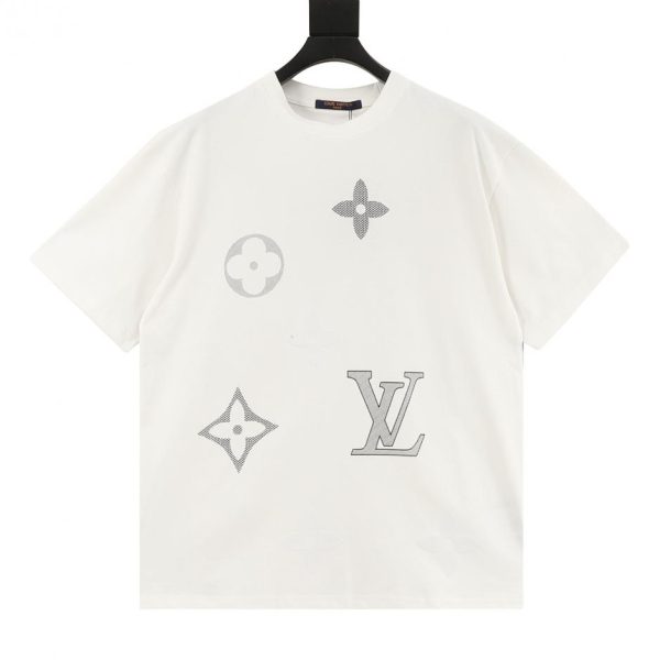 designer,replica,clothing,fake,1:1,lv,luxury,high quality LOUIS VUITTON flocked logo print short-sleeved T-shirt (4954)