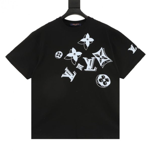 designer,replica,clothing,fake,1:1,lv,luxury,high quality LOUIS VUITTON Double Logo Print Short-Sleeve T-Shirt (B8A9)
