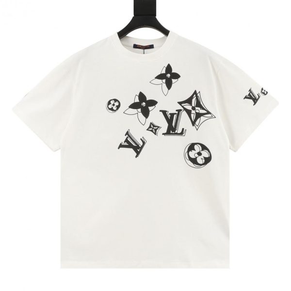 designer,replica,clothing,fake,1:1,lv,luxury,high quality LOUIS VUITTON Double Logo Print Short-Sleeve T-Shirt (DDAF)
