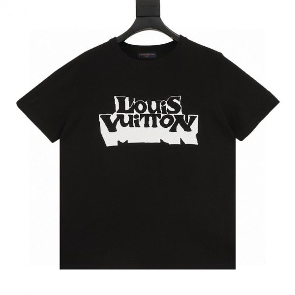 designer,replica,clothing,fake,1:1,lv,luxury,high quality LOUIS VUITTON Letter Double-Edge Jacquard Knit Short-Sleeve T-Shirt (8DD4)
