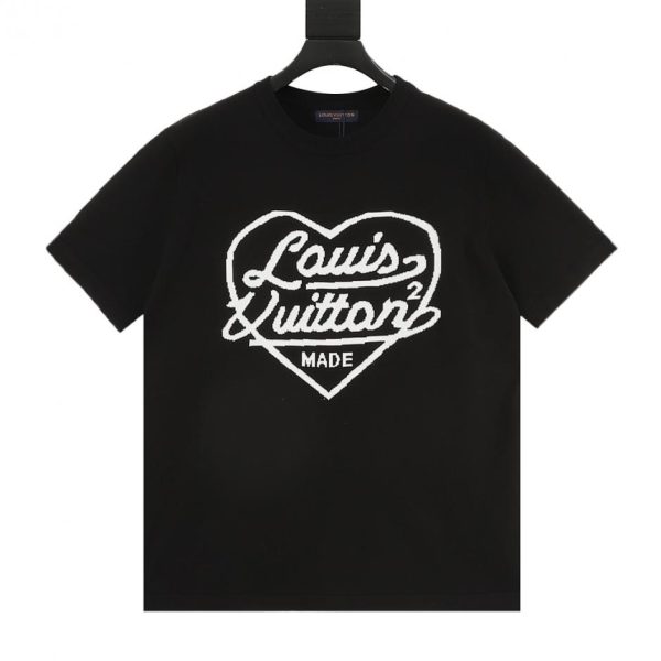 designer,replica,clothing,fake,1:1,lv,luxury,high quality LOUIS VUITTON Heart Jacquard Knit Short-Sleeve T-Shirt (B7E0)
