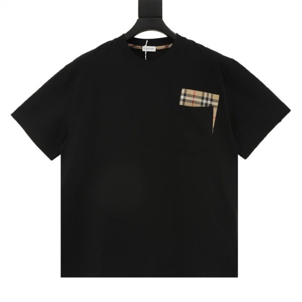 designer,replica,clothing,fake,1:1,lv,luxury,high quality Burberry check double-sided pocket short-sleeved T-shirt (0569)