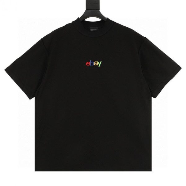 designer,replica,clothing,fake,1:1,lv,luxury,high quality Balenciagag short-sleeved T-shirt with eBay embroidery on the chest (4DEF)