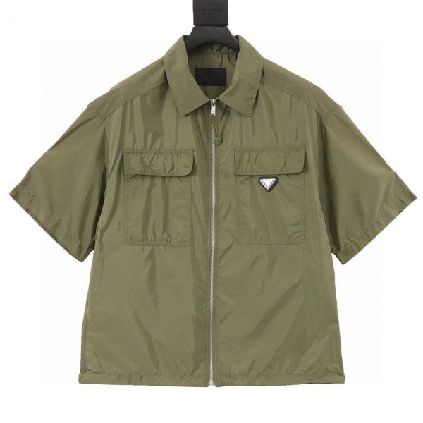 designer,replica,clothing,fake,1:1,lv,luxury,high quality PRADA Minimalist Double Pocket Short-Sleeve Shirt (83A0)