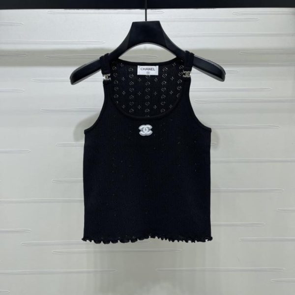 designer,replica,clothing,fake,1:1,lv,luxury,high quality CHANEL logo knitted vest (08EY0)