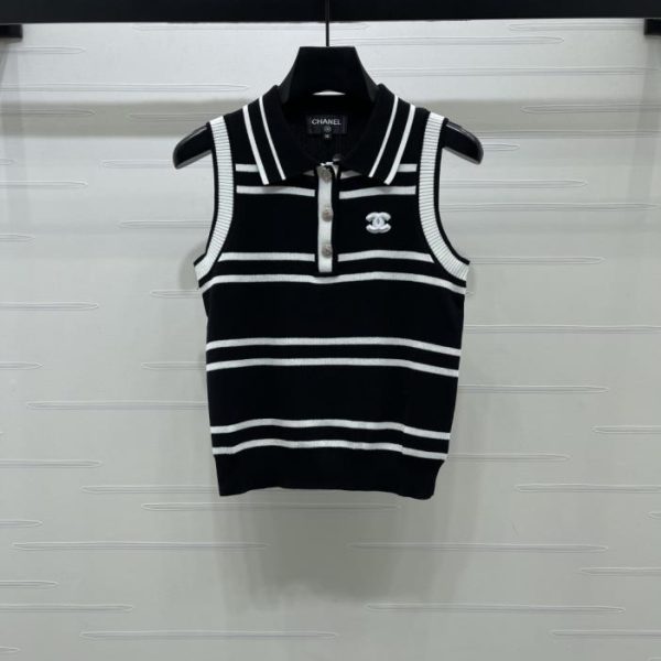 designer,replica,clothing,fake,1:1,lv,luxury,high quality CHANEL Color Block Striped Knit Vest (ADV5H)