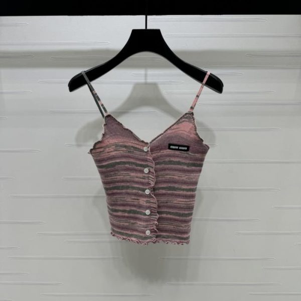designer,replica,clothing,fake,1:1,lv,luxury,high quality CHANEL striped knit camisole (8OA4M)