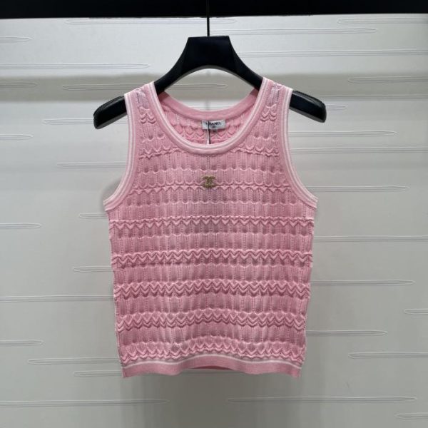 designer,replica,clothing,fake,1:1,lv,luxury,high quality CHANEL Wave Pattern Crew Neck Knit Vest (KSVTQ)