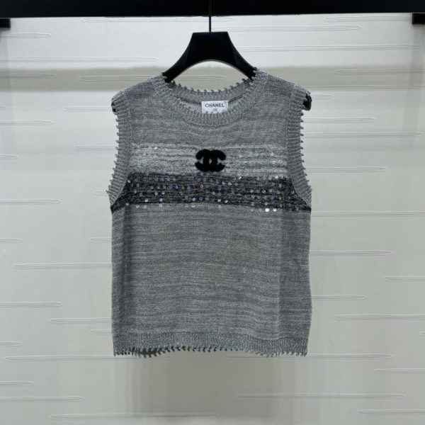 designer,replica,clothing,fake,1:1,lv,luxury,high quality CHANEL sequined knit vest (C6ZDA)