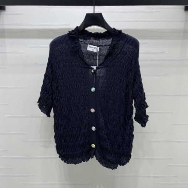 designer,replica,clothing,fake,1:1,lv,luxury,high quality CHANEL White Pleated Short-Sleeve T-Shirt (5CASO)