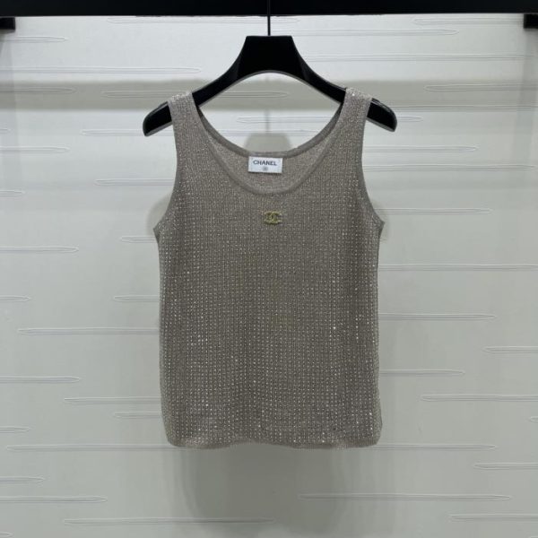 designer,replica,clothing,fake,1:1,lv,luxury,high quality CHANEL Heavy-duty Rhinestone Knit Vest (XMFH1)