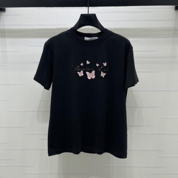 designer,replica,clothing,fake,1:1,lv,luxury,high quality Dior Sequined Short-Sleeve T-Shirt with Off-Shoulder Design (FESY2)
