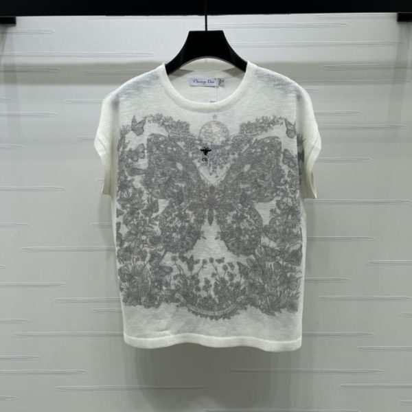 designer,replica,clothing,fake,1:1,lv,luxury,high quality Dior Butterfly Pullover Knit Short-Sleeve T-Shirt (NV91G)