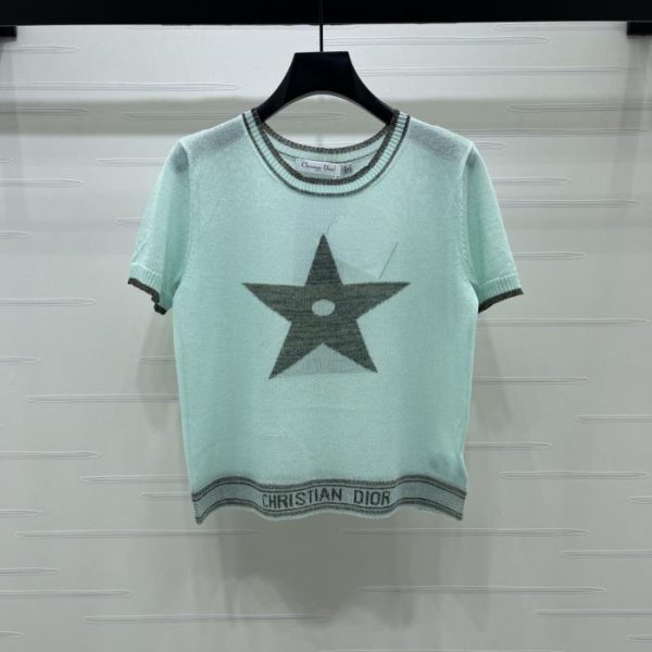 designer,replica,clothing,fake,1:1,lv,luxury,high quality Dior five-pointed star knit short-sleeved T-shirt (6J2NH)