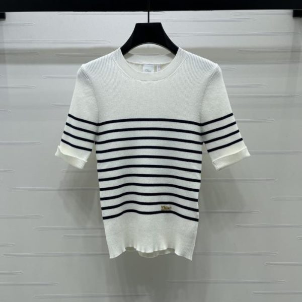 designer,replica,clothing,fake,1:1,lv,luxury,high quality Dior Crew Neck Striped Knit Short-Sleeve T-Shirt (KXR4V)