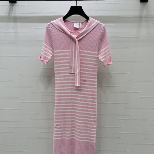 designer,replica,clothing,fake,1:1,lv,luxury,high quality Dior striped knit short-sleeved dress with shawl (X21CT)