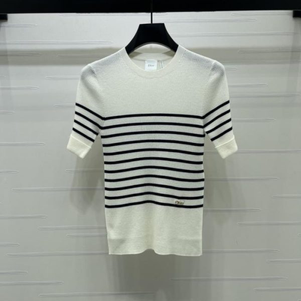 designer,replica,clothing,fake,1:1,lv,luxury,high quality Dior striped knit short-sleeved top (TV8GZ)