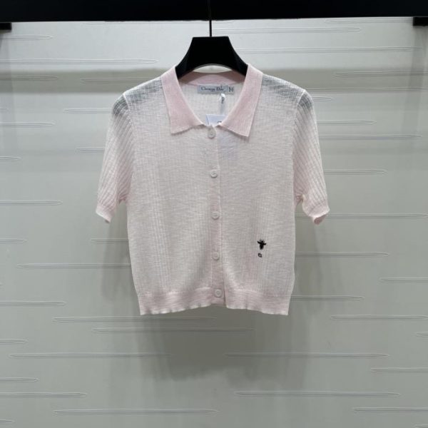 designer,replica,clothing,fake,1:1,lv,luxury,high quality Dior Collared Knit Short-Sleeve Cardigan (ES4J9)