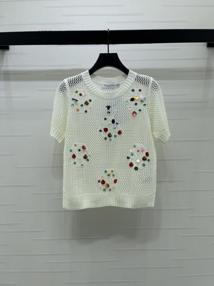 designer,replica,clothing,fake,1:1,lv,luxury,high quality Dior openwork sequined knit short-sleeved top (0W3W2) designer,replica,clothing,fake,1:1,lv,luxury,high quality Dior openwork sequined knit short-sleeved top (0W3W2)