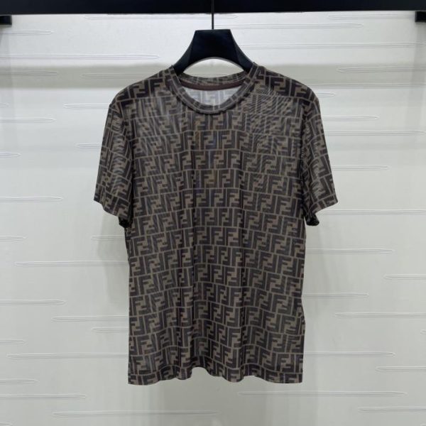 designer,replica,clothing,fake,1:1,lv,luxury,high quality FENDI Classic F Print Mesh T-shirt (TZLV7)