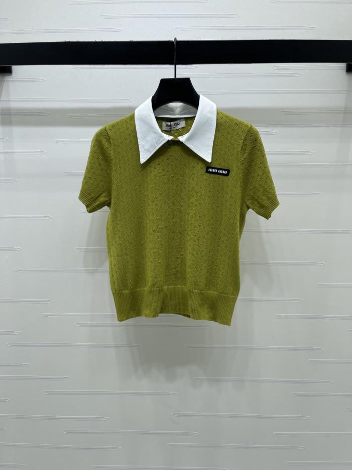 designer,replica,clothing,fake,1:1,lv,luxury,high quality MiuMiu color-blocked collared knit short-sleeved top! (30R66) designer,replica,clothing,fake,1:1,lv,luxury,high quality MiuMiu color-blocked collared knit short-sleeved top! (30R66)