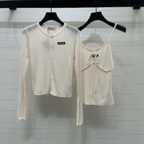 designer,replica,clothing,fake,1:1,lv,luxury,high quality MiuMiu Camisole Cardigan Two-Piece Set (29RQ6)