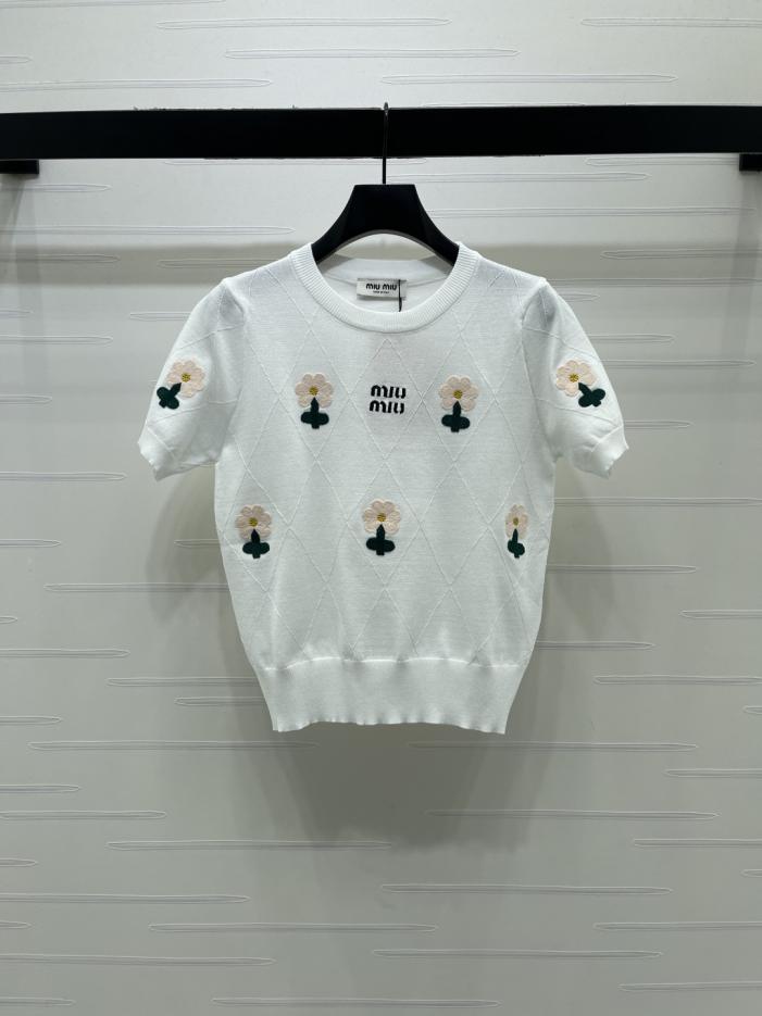 designer,replica,clothing,fake,1:1,lv,luxury,high quality MiuMiu Embroidered Floral Knit Short-Sleeve T-Shirt (5OMT6) designer,replica,clothing,fake,1:1,lv,luxury,high quality MiuMiu Embroidered Floral Knit Short-Sleeve T-Shirt (5OMT6)