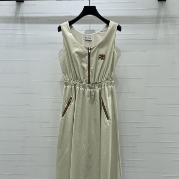 designer,replica,clothing,fake,1:1,lv,luxury,high quality MiuMiu Round Neck Fitted Waist Vest Dress (UXBKJ)