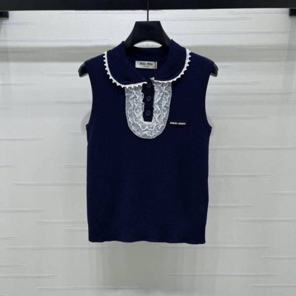 designer,replica,clothing,fake,1:1,lv,luxury,high quality MiuMiu Ruffled Collar Knit Vest (T2GAD)