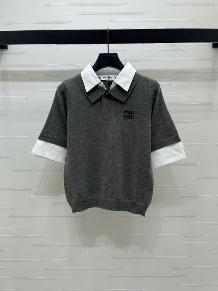 designer,replica,clothing,fake,1:1,lv,luxury,high quality MiuMiu Grey Knit Polo Shirt (LOWTM) designer,replica,clothing,fake,1:1,lv,luxury,high quality MiuMiu Grey Knit Polo Shirt (LOWTM)