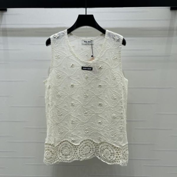 designer,replica,clothing,fake,1:1,lv,luxury,high quality MiuMiu Crochet Crew Neck Vest (V8CQA)