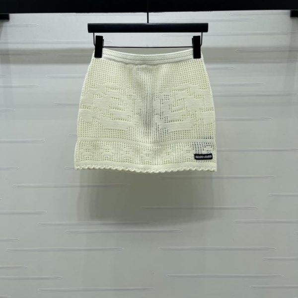 designer,replica,clothing,fake,1:1,lv,luxury,high quality MiuMiu openwork crochet knit mini skirt (TH0G0)