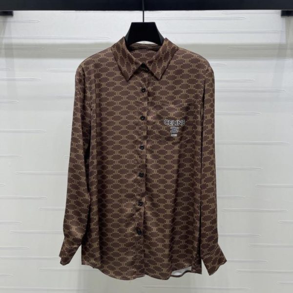 designer,replica,clothing,fake,1:1,lv,luxury,high quality CELINE Reactive Print Silk Shirt (5JDYB)
