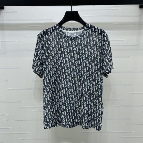 designer,replica,clothing,fake,1:1,lv,luxury,high quality Dior D-print mesh T-shirt (UL9M8)